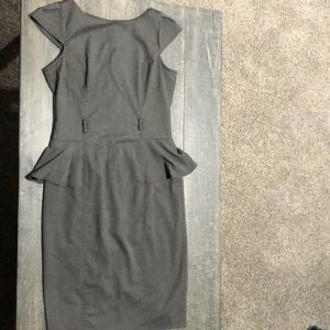 Grey brown pencil peplum top dress